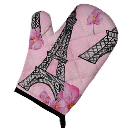 Carolines Treasures Watercolor Pink Flowers and Eiffel Tower Oven Mitt BB7511OVMT